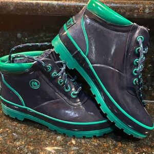 SPORTO Duck Waterproof Vintage Boots, Rubber, Blue and Green, Size 6